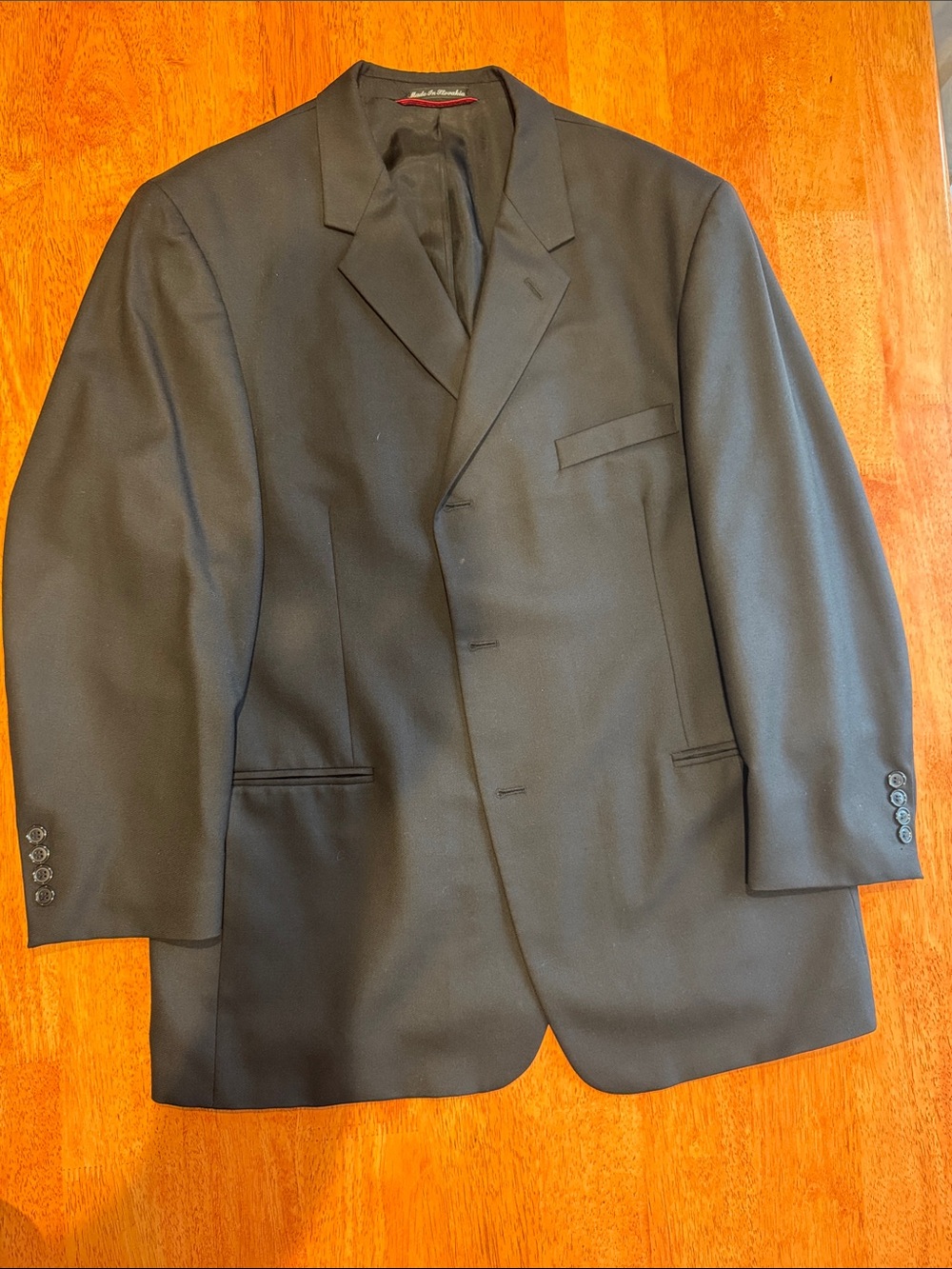 Pierre Cardin Men’s Black Single-Breasted Black Suit 46R 38w pants 41R